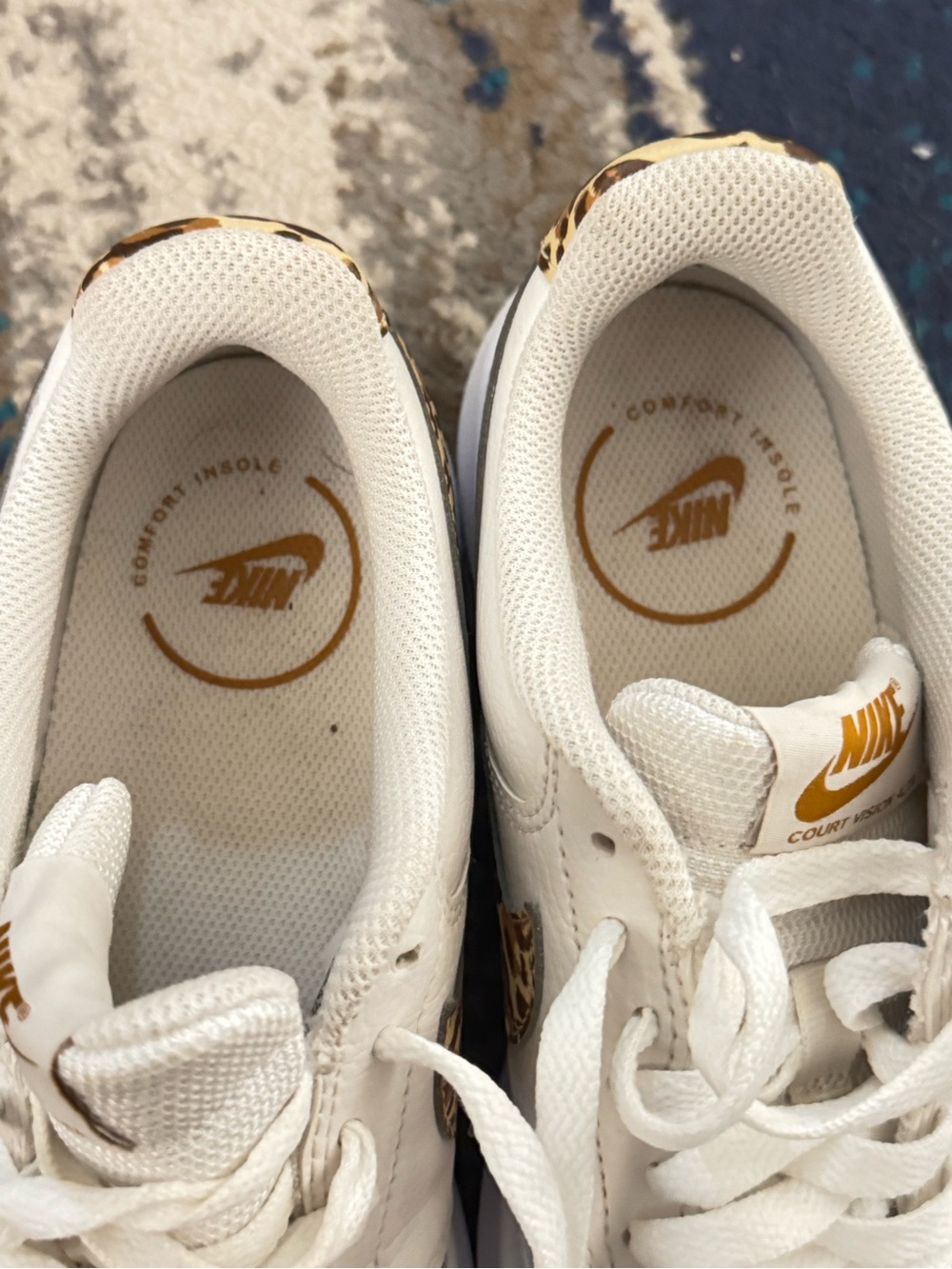 Nike White Platform Sneakers with Leopard Swoosh Accent - Picture 5 of 6